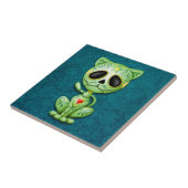 Zombie Sugar Kitten, groen en blauw Tegeltje (Zijkant)