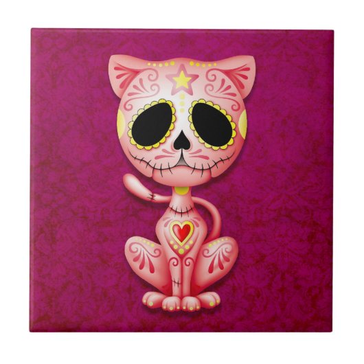 Zombie Sugar Kitten, roze Tegeltje (Voorkant)