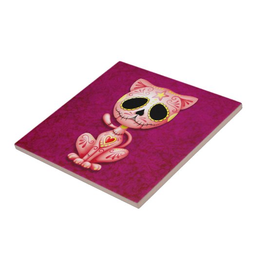Zombie Sugar Kitten, roze Tegeltje (Zijkant)