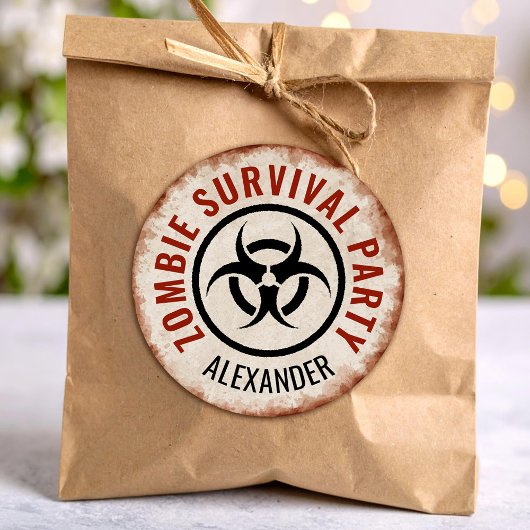 Zombie survival feest roestig ronde sticker