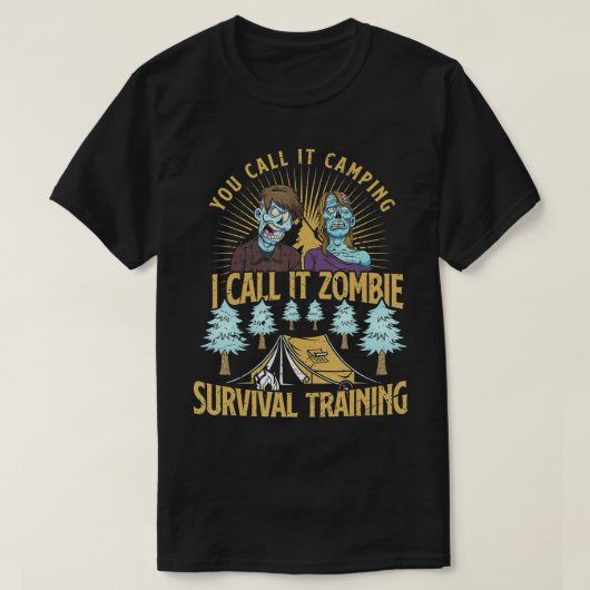 Zombie Survival Training Camping Funny Halloween T-shirt (Design voorkant)