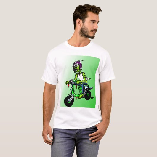 Zombie-T-shirt scooteren T-shirt (Voorkant volledig)