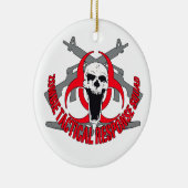 Zombie tactisch rood keramisch ornament (Rechts)