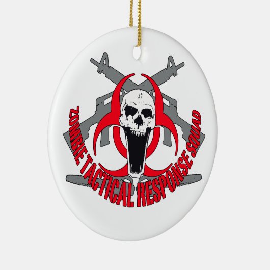 Zombie tactisch rood keramisch ornament (Rechts)