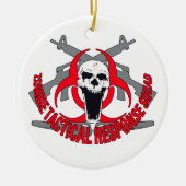Zombie tactisch rood keramisch ornament (Voorkant)