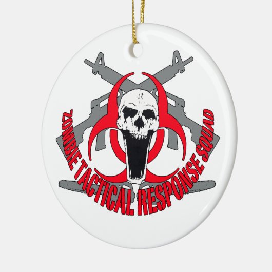 Zombie tactisch rood keramisch ornament (Links)