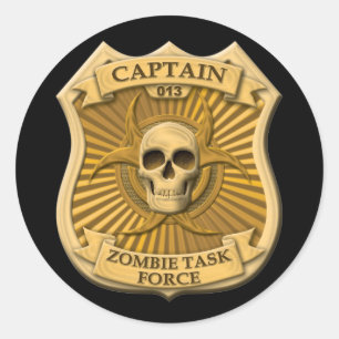 Zombie Task Force - Kapitein Badge Ronde Sticker