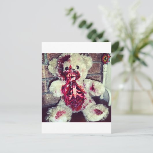 zombie teddy beer briefkaart (Staand voorkant)
