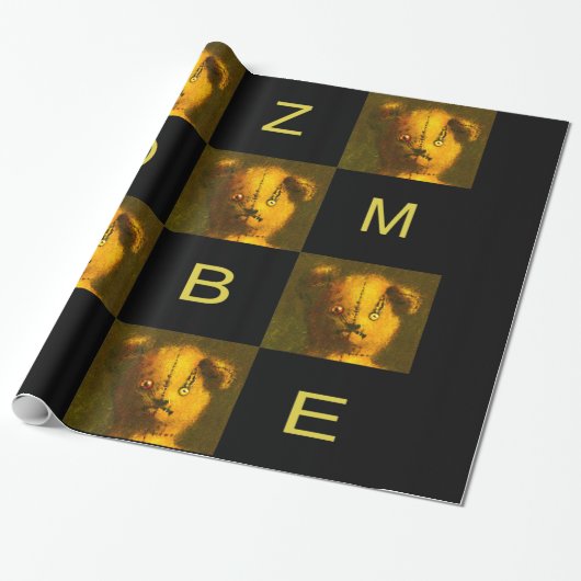 Zombie Teddy Wrapping Paper Cadeaupapier (Uitgerold)
