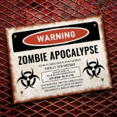Zombie-thema feestuitnodiging met waarschuwingstek kaart