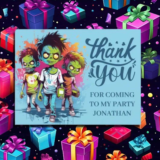 zombie-thema jongen Halloween DANK JE Postkaart