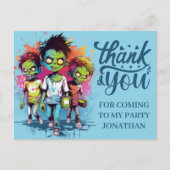 zombie-thema jongen Halloween DANK JE Postkaart (Voorkant)