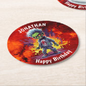 Zombie-thema jongen verjaardag ronde kartonnen onderzetter (Gebogen)