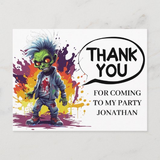 zombie-thema kinder partij DANK U Briefkaart (Voorkant)