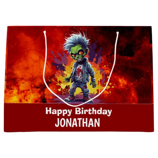 Zombie-thema kinder partij groot cadeauzakje (Voorkant)