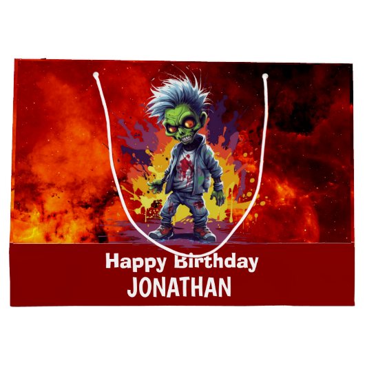 Zombie-thema kinder partij groot cadeauzakje (Achterkant)