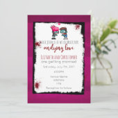 Zombie Theme Wedding - Zombie Paar Illustratie Kaart (Staand voorkant)
