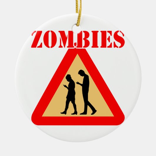 Zombie-Tieners met mobiele telefoons Keramisch Ornament (Voorkant)