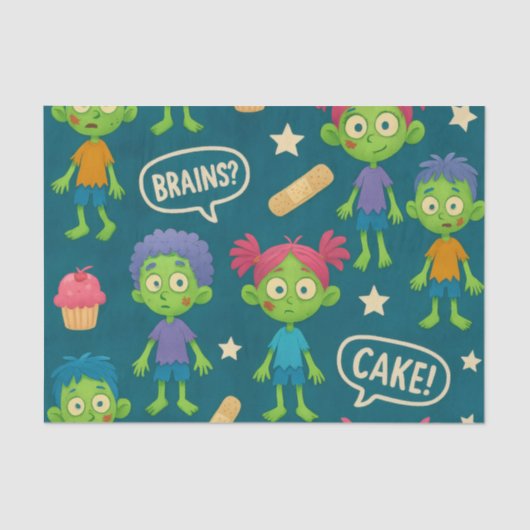 Zombie Tissue Paper Birthday Wrap Tissuepapier (Voorkant)