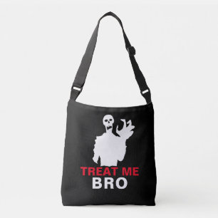 Zombie Treat me Bro grappige Halloween aanpasbaar Crossbody Tas