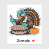 Zombie Turkije wil pompoentaart Sticker (Vel)