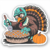 Zombie Turkije wil pompoentaart Sticker (Voorkant)