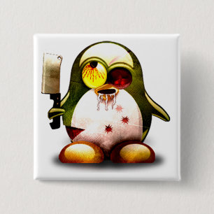 Zombie Tux (Linux Tux) Vierkante Button 5,1 Cm