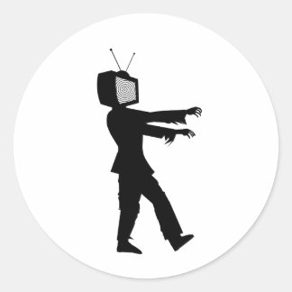 Zombie TV Guy door Chillee Wilson Ronde Sticker