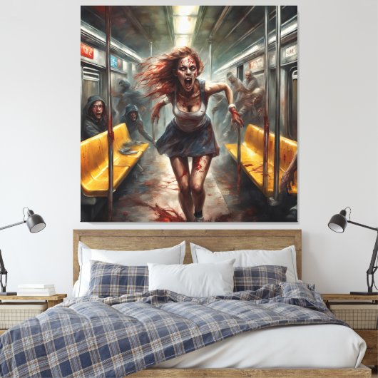 Zombie uitbraak op trein canvas afdruk (Insitu (Slaapkamer))