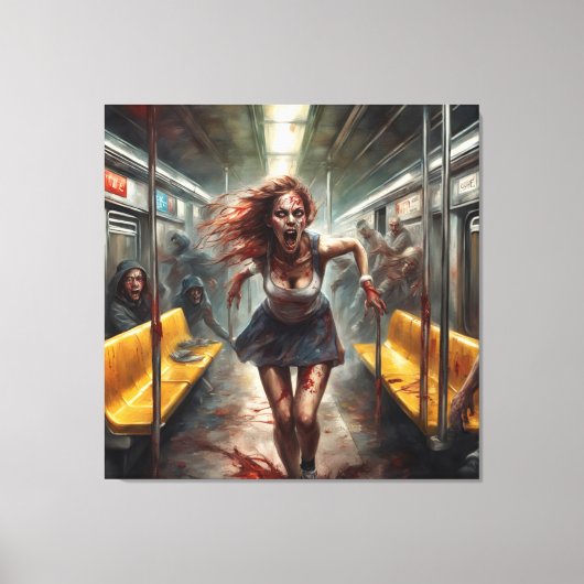 Zombie uitbraak op trein canvas afdruk (Voorkant)
