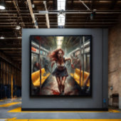 Zombie uitbraak op trein poster