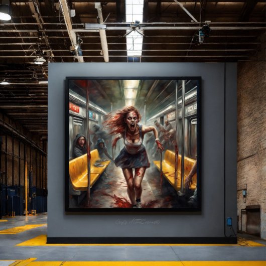 Zombie uitbraak op trein poster