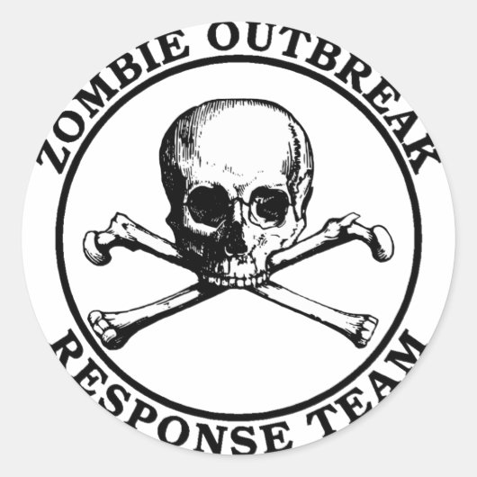 Zombie Uitbraak Respons Team (schedel Crossbones) Ronde Sticker (Voorkant)