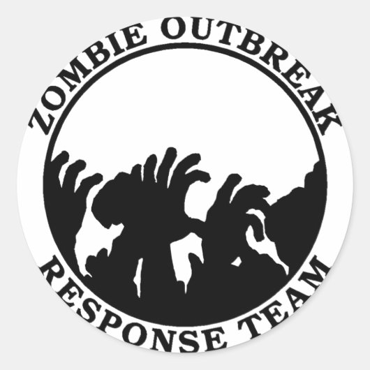 Zombie Uitbraak Respons Team (Zombie Handen) Ronde Sticker (Voorkant)