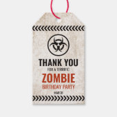 Zombie-uitbraak verjaardagsfeest met roestig bord cadeaulabel (Voorkant)