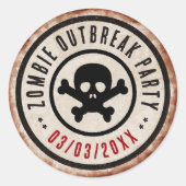 Zombie uitbraakfeest met doodshoofd ronde sticker (Voorkant)