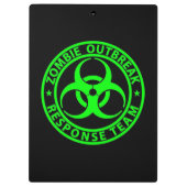 Zombie-uitbraakreactieteam Neon Groen Klembord (Achterkant)