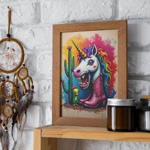 Zombie Unicorn Art Poster of Decoupage Papier