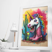 Zombie Unicorn Art Poster of Decoupage Papier