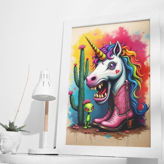 Zombie Unicorn Art Poster of Decoupage Papier