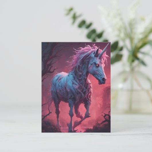 Zombie Unicorn Briefkaart (Staand voorkant)