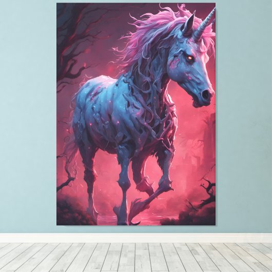 Zombie Unicorn Canvas Afdruk (Insitu (Houten vloer))