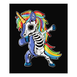Zombie Unicorn Dabbing Skeleton Foto Afdruk