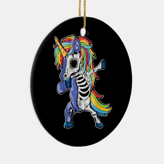Zombie Unicorn Dabbing Skeleton Keramisch Ornament (Rechts)