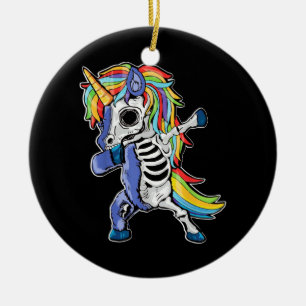 Zombie Unicorn Dabbing Skeleton Keramisch Ornament