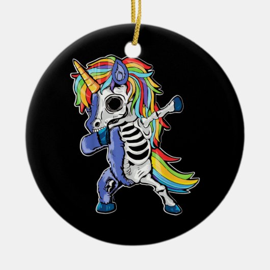 Zombie Unicorn Dabbing Skeleton Keramisch Ornament (Voorkant)