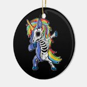 Zombie Unicorn Dabbing Skeleton Keramisch Ornament (Links)