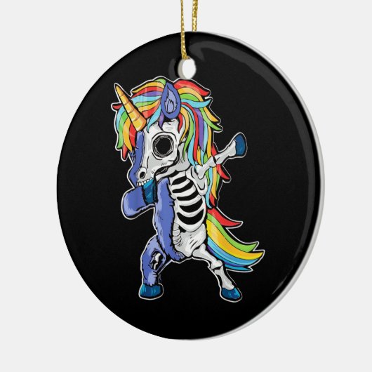 Zombie Unicorn Dabbing Skeleton Keramisch Ornament (Links)