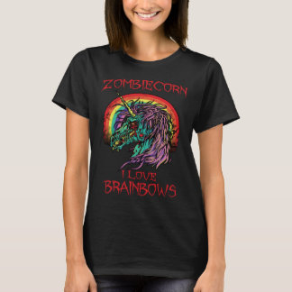 Zombie Unicorn I Love Brainbows Halloween Gothic G T-shirt