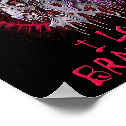 Zombie Unicorn I Love Brainbows Punk Gothic Gothic Poster (Hoek)